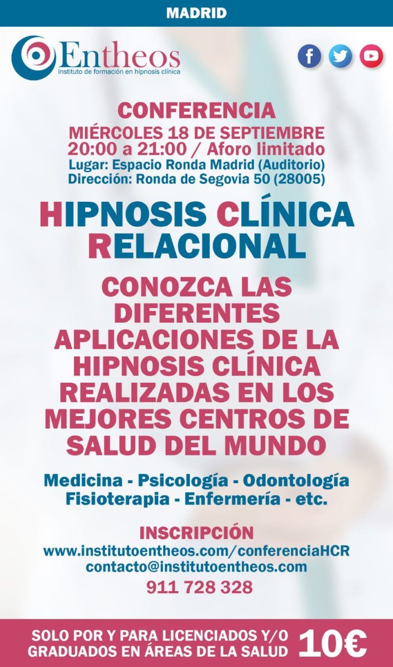 Se convoca la Conferencia de Hipnosis Clínica Relacional por Emilio Bravo